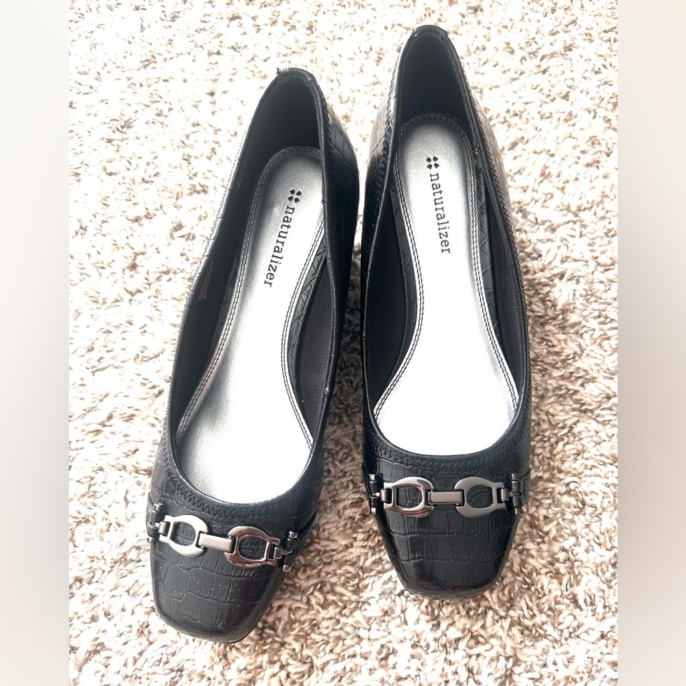 NEW Naturalizer Gomez Turtle Skin Charcoal Black Platform Wedge Loafers Shoes 9W